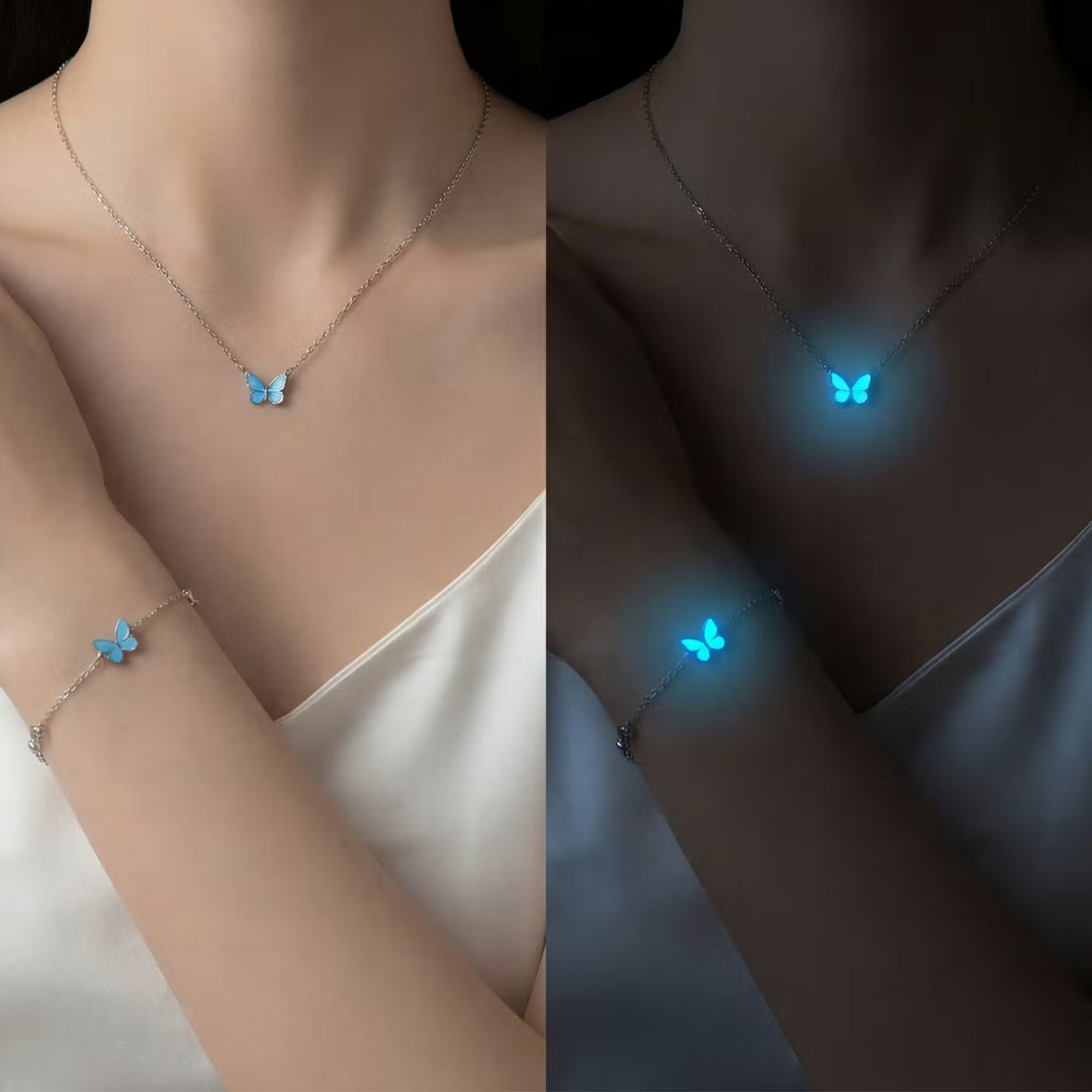 Naszyjnik Motylek Świecący w Ciemności