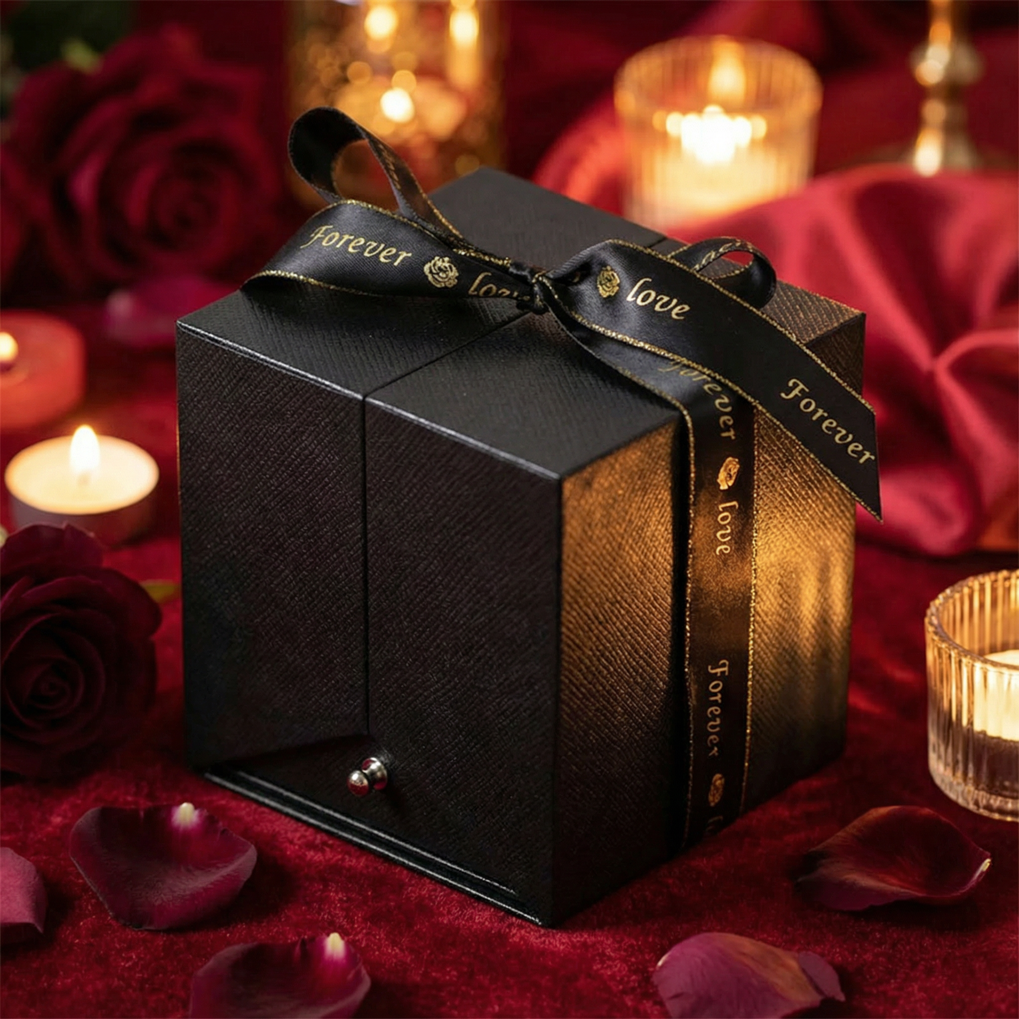 Róża w Eleganckim Boxie z Dwustronnym Naszyjnikiem