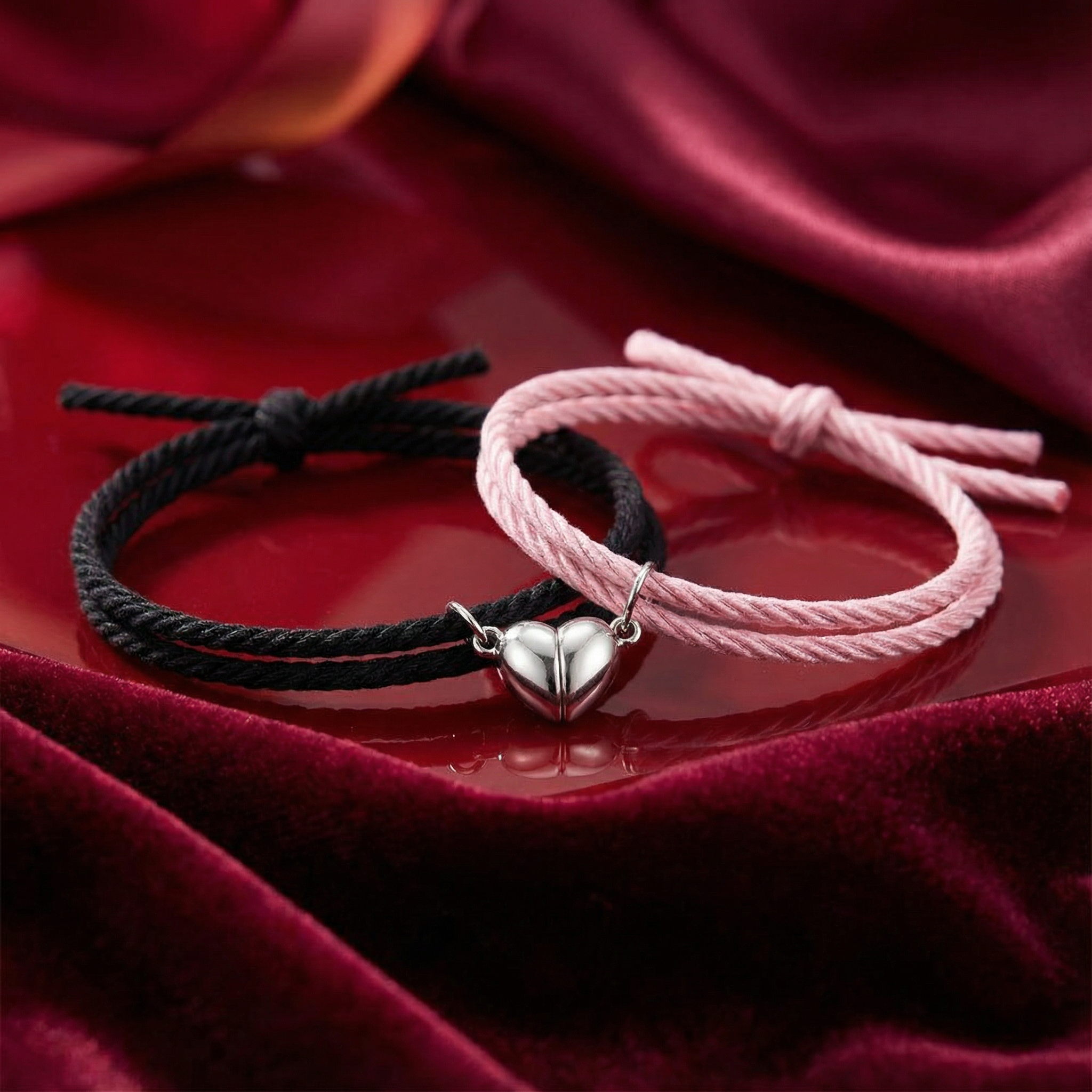 Zestaw bransoletek dla par - połączone serce