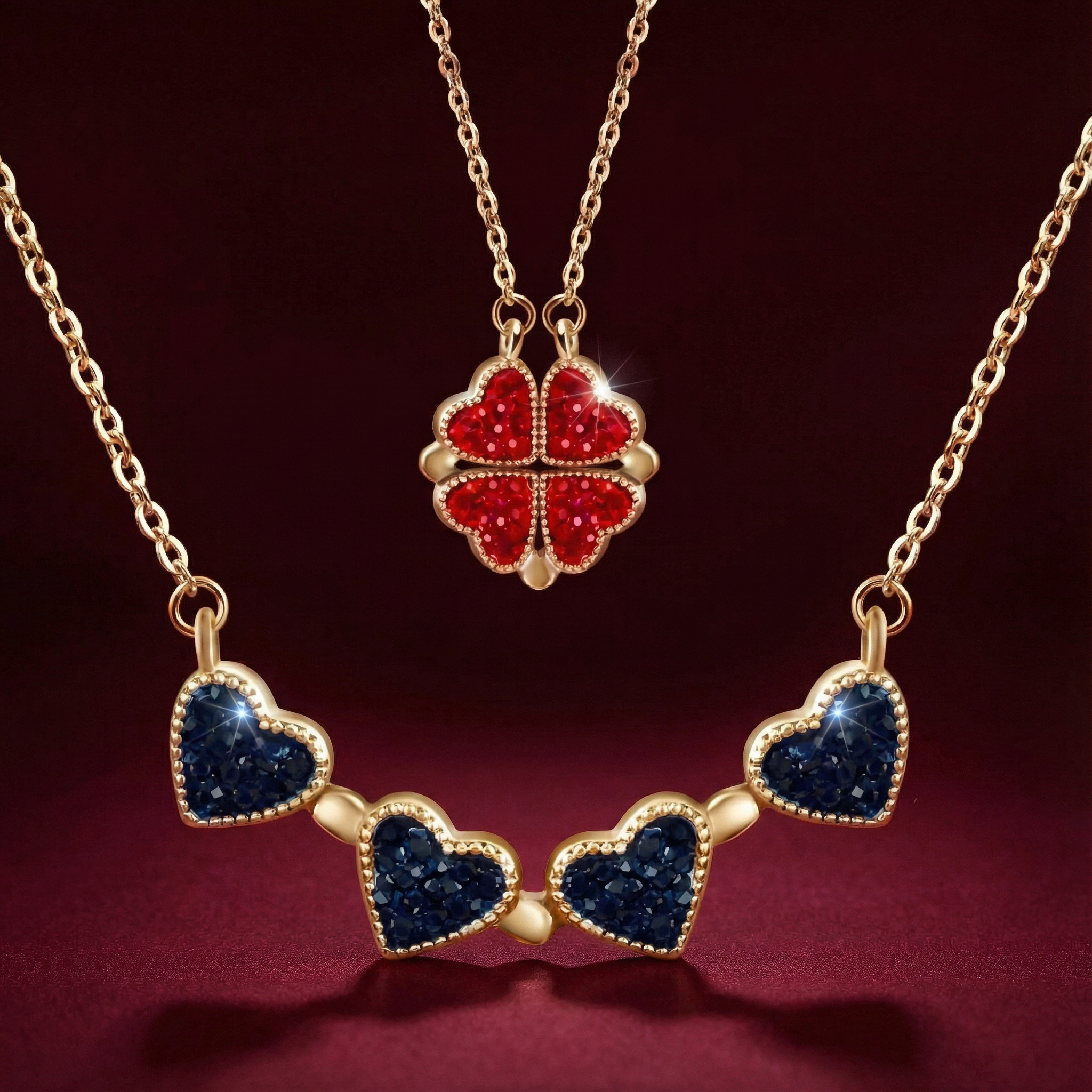 Róża w Eleganckim Boxie z Dwustronnym Naszyjnikiem