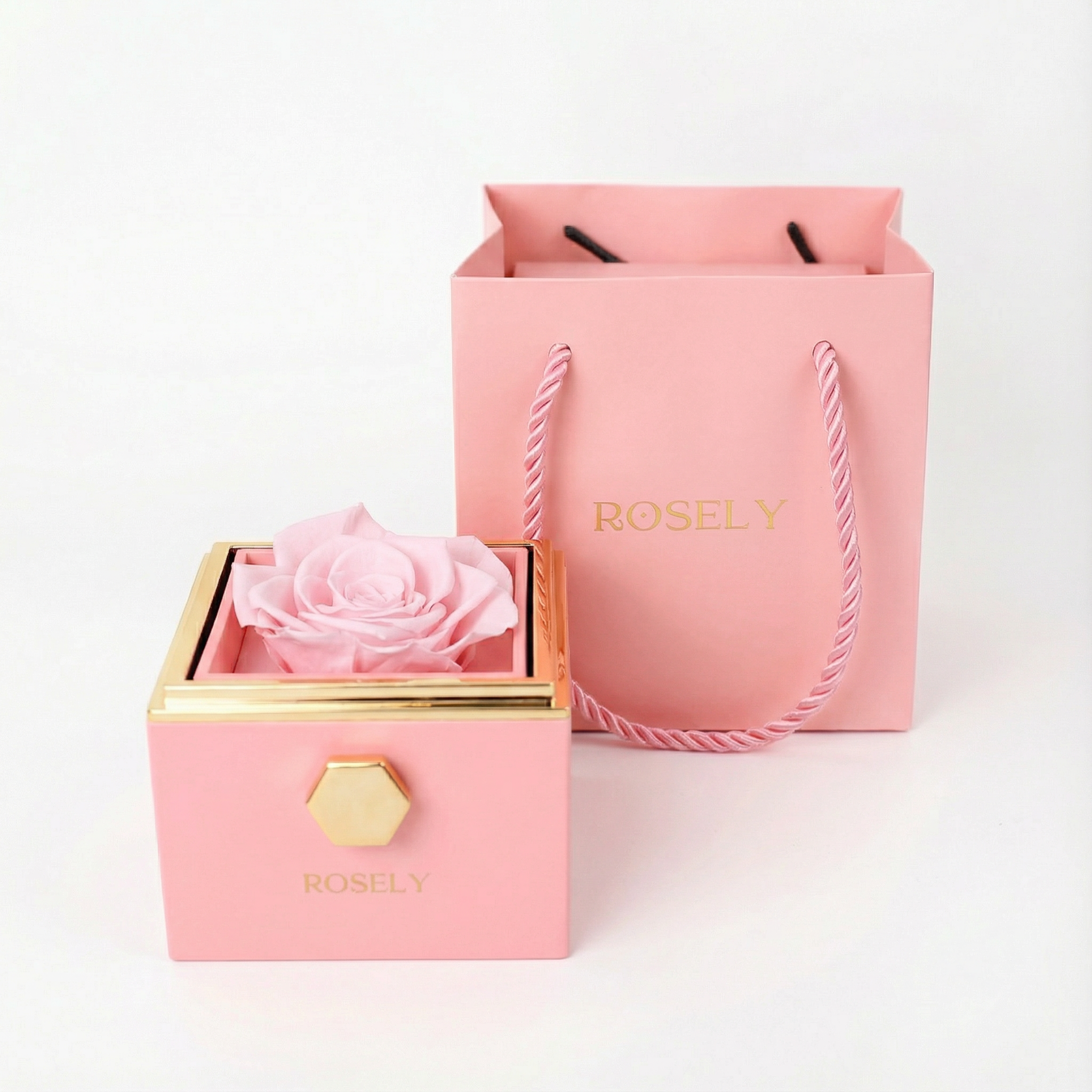 Wieczna Róża Rosely + naszyjnik