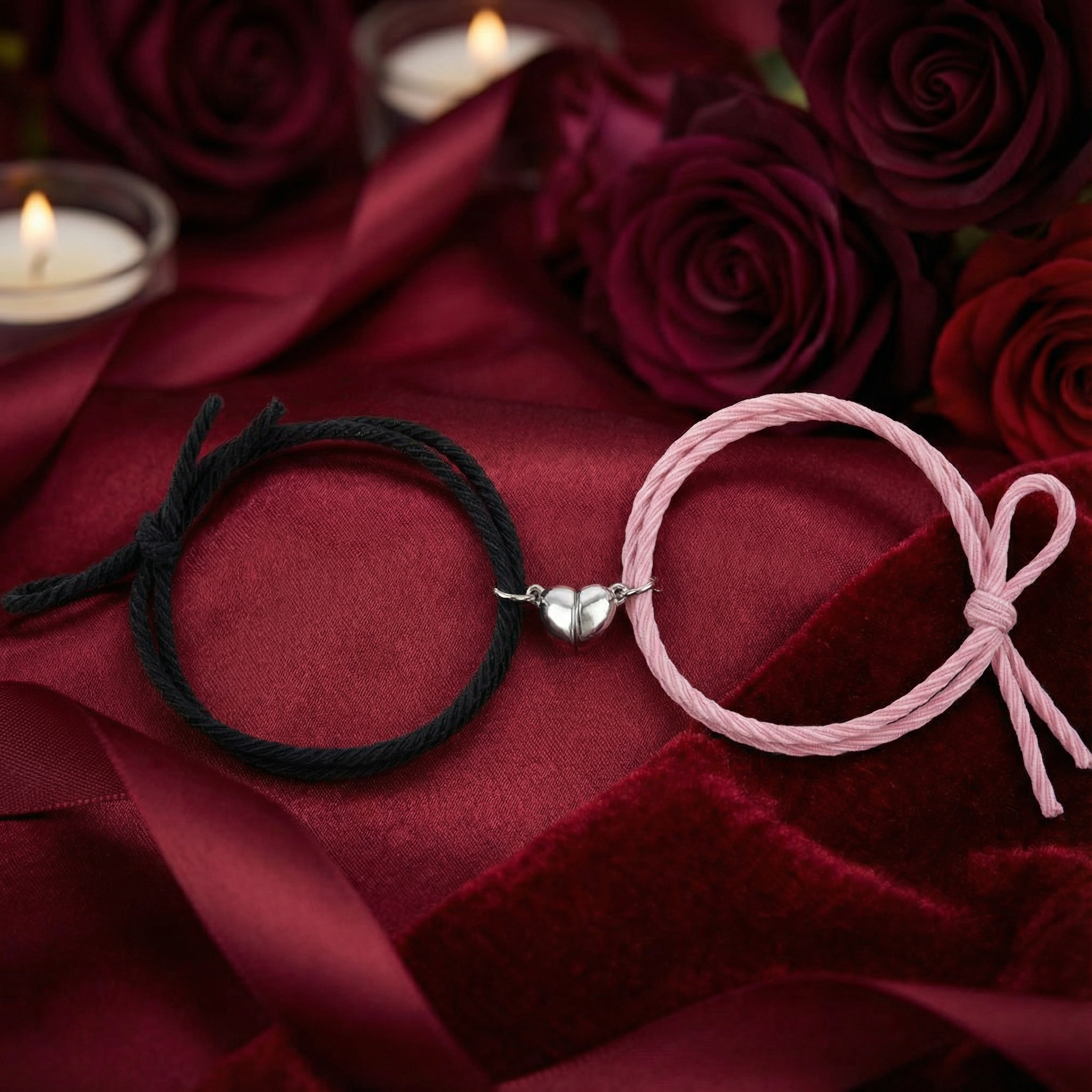 Zestaw bransoletek dla par - połączone serce