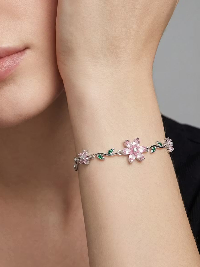 Bransoletka Kwiat z Zielonymi Listkami