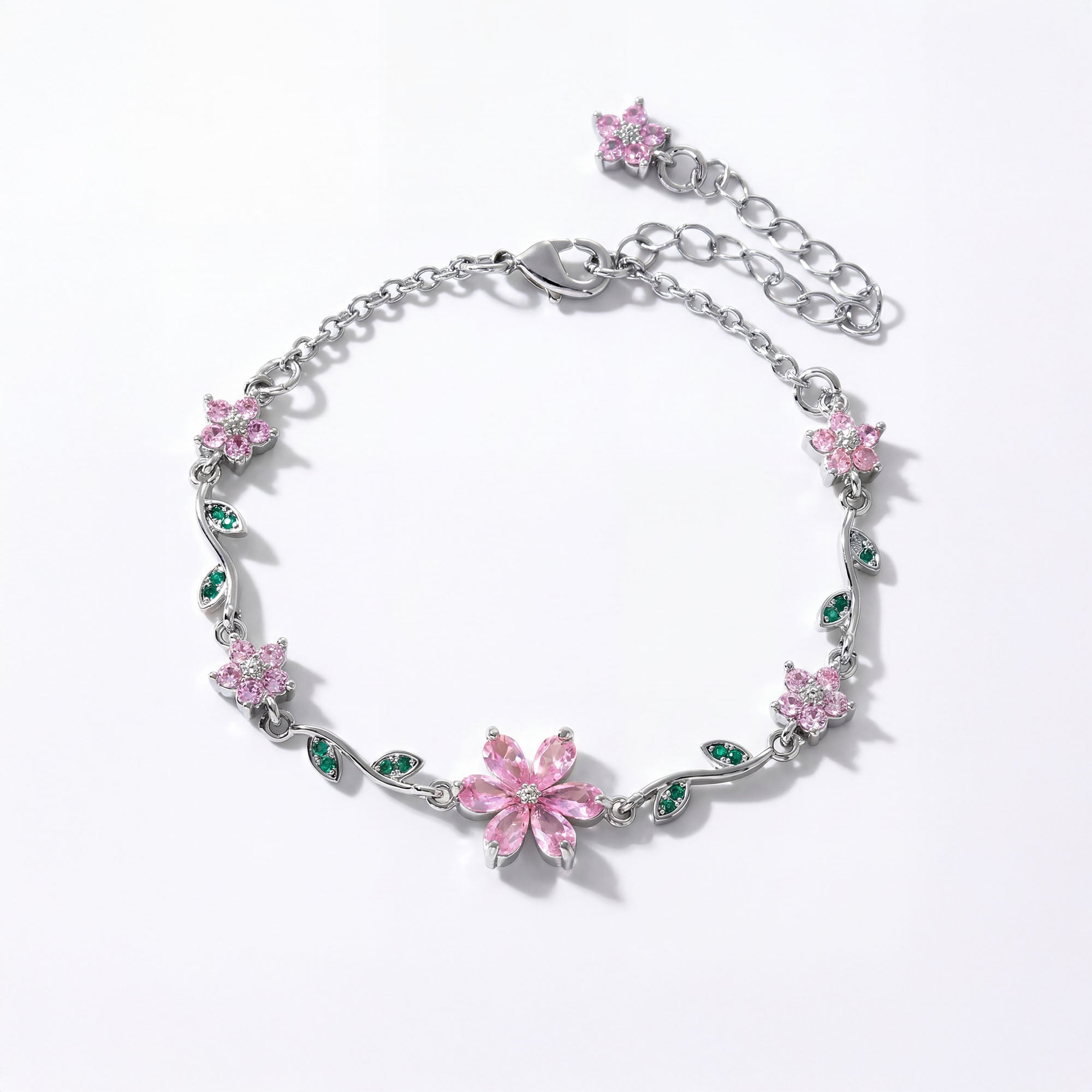 Bransoletka Kwiat z Zielonymi Listkami