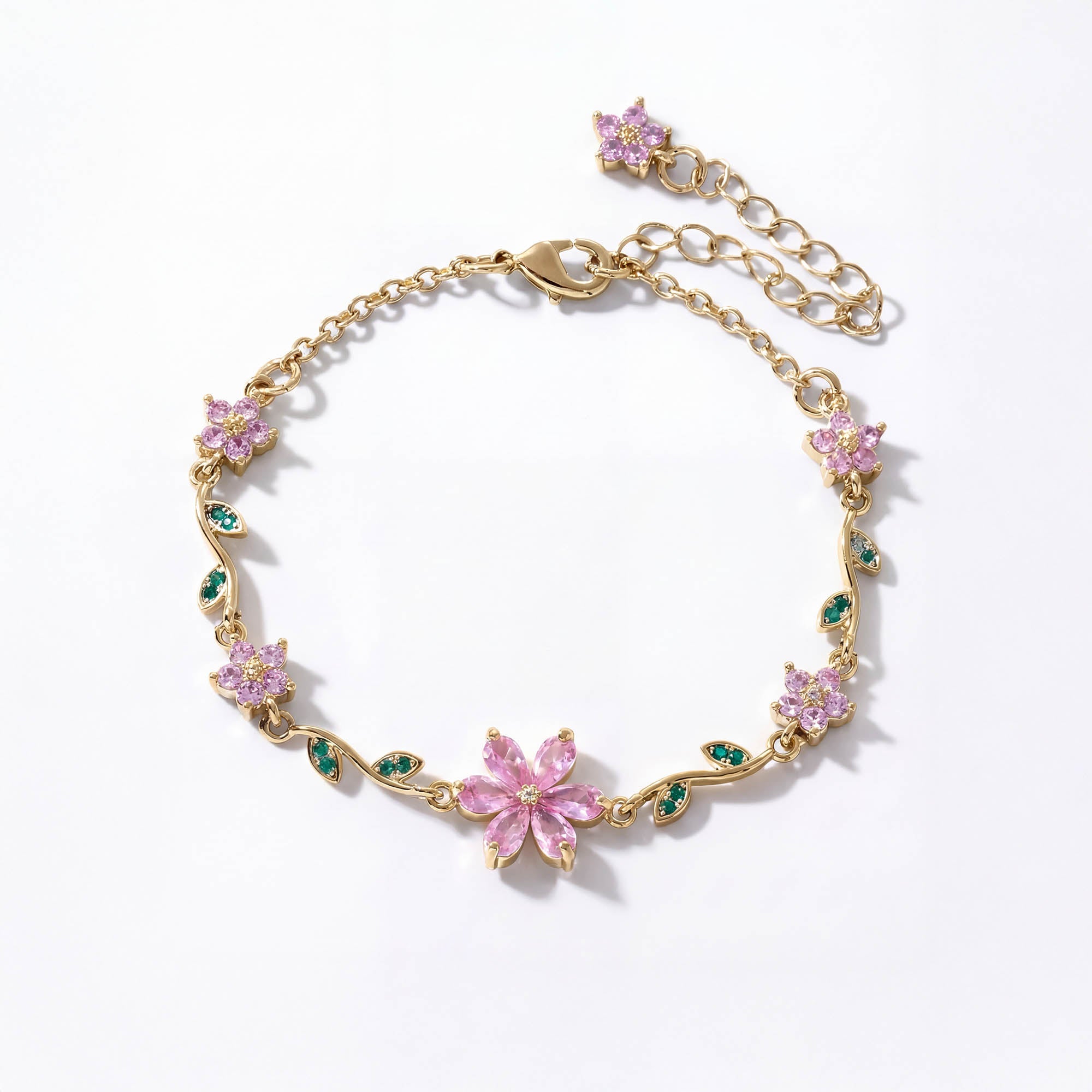 Bransoletka Kwiat z Zielonymi Listkami